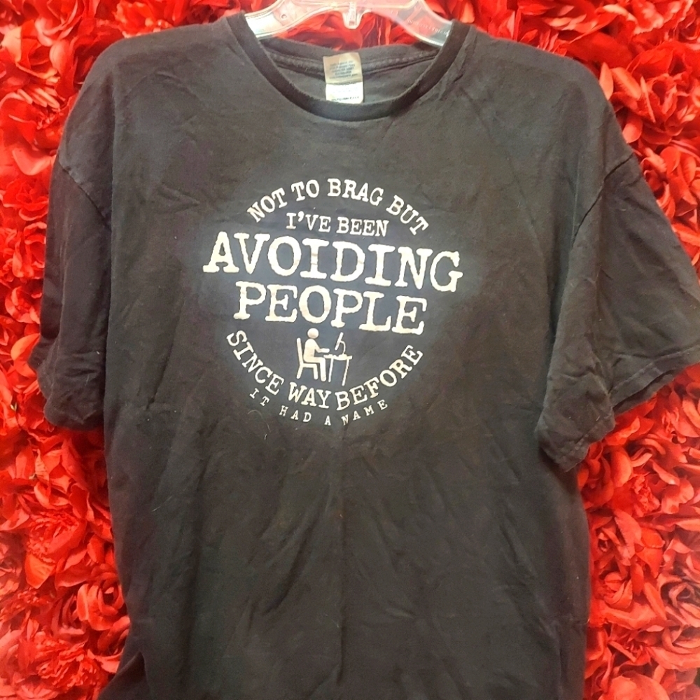 Unisex X-Large Avoiding People Black T-Shirt Short Sleeve